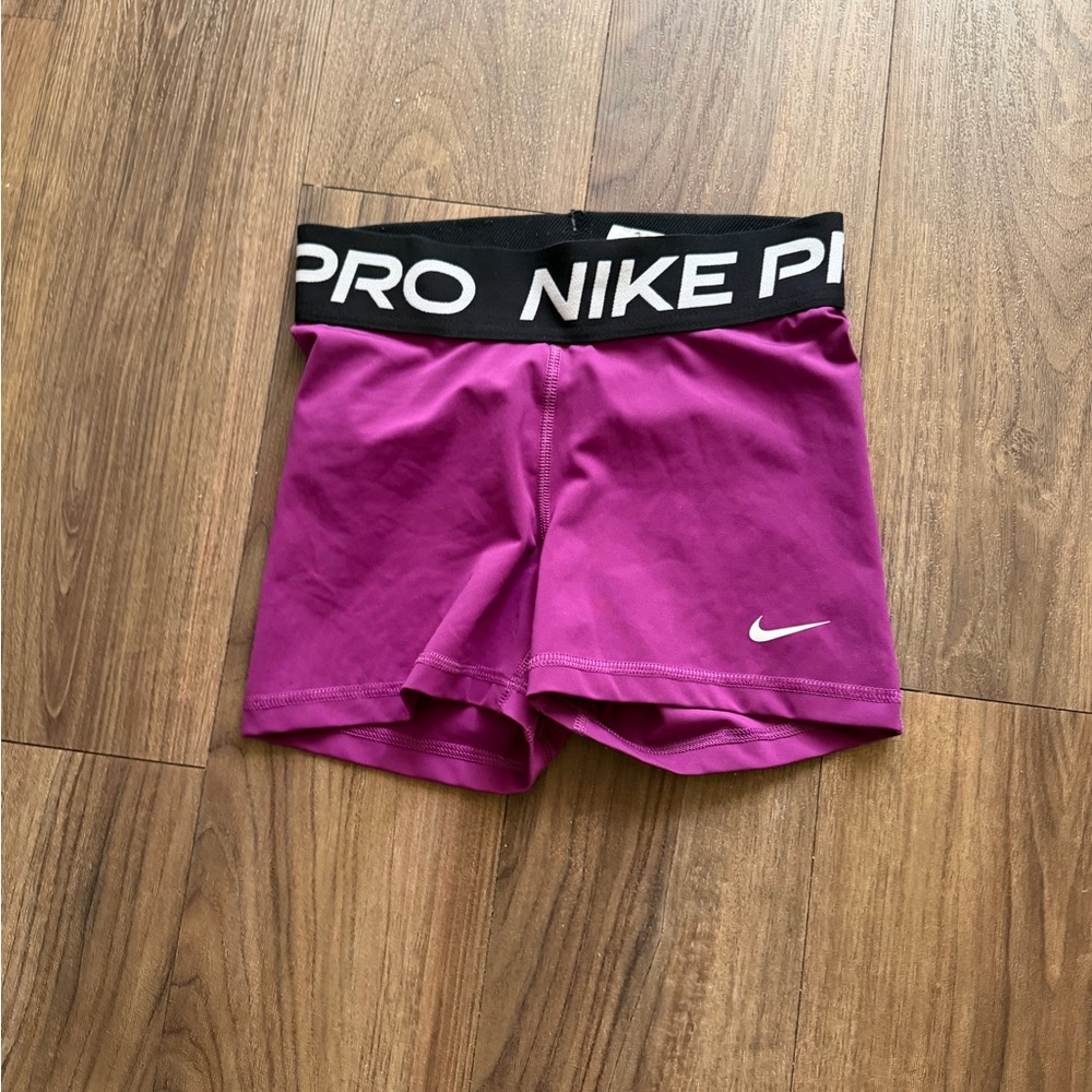 Nike Pro Magenta Shorts with Black Waistband